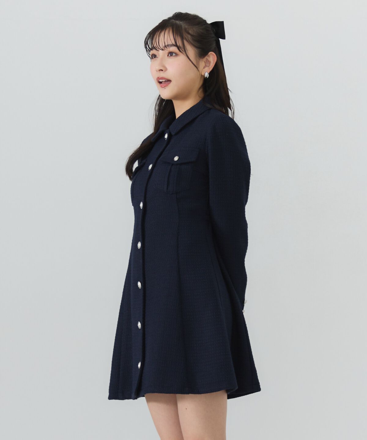 REDYAZEL「ファンシーツイードミニシャツワンピース」|ワンピース|