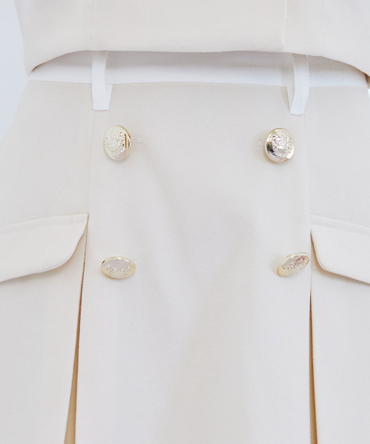 REDYAZEL「ダブルボタンバイカラーミニスカート」|フレア|