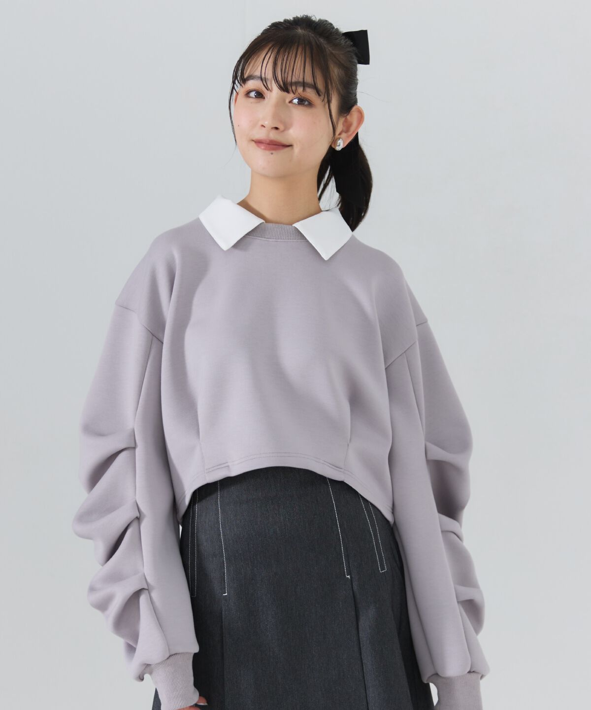 REDYAZEL「襟つきタックスリーブトップス」|Tシャツ・カットソー|