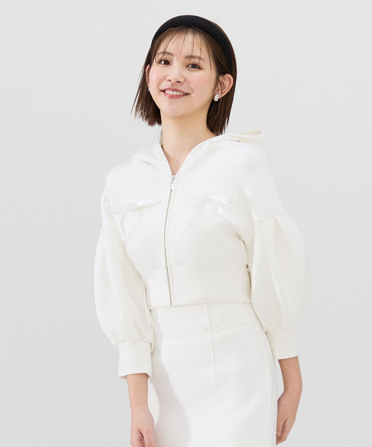 REDYAZEL「ダンボールリボンハーフスリーブショートフーディー」|パーカー|