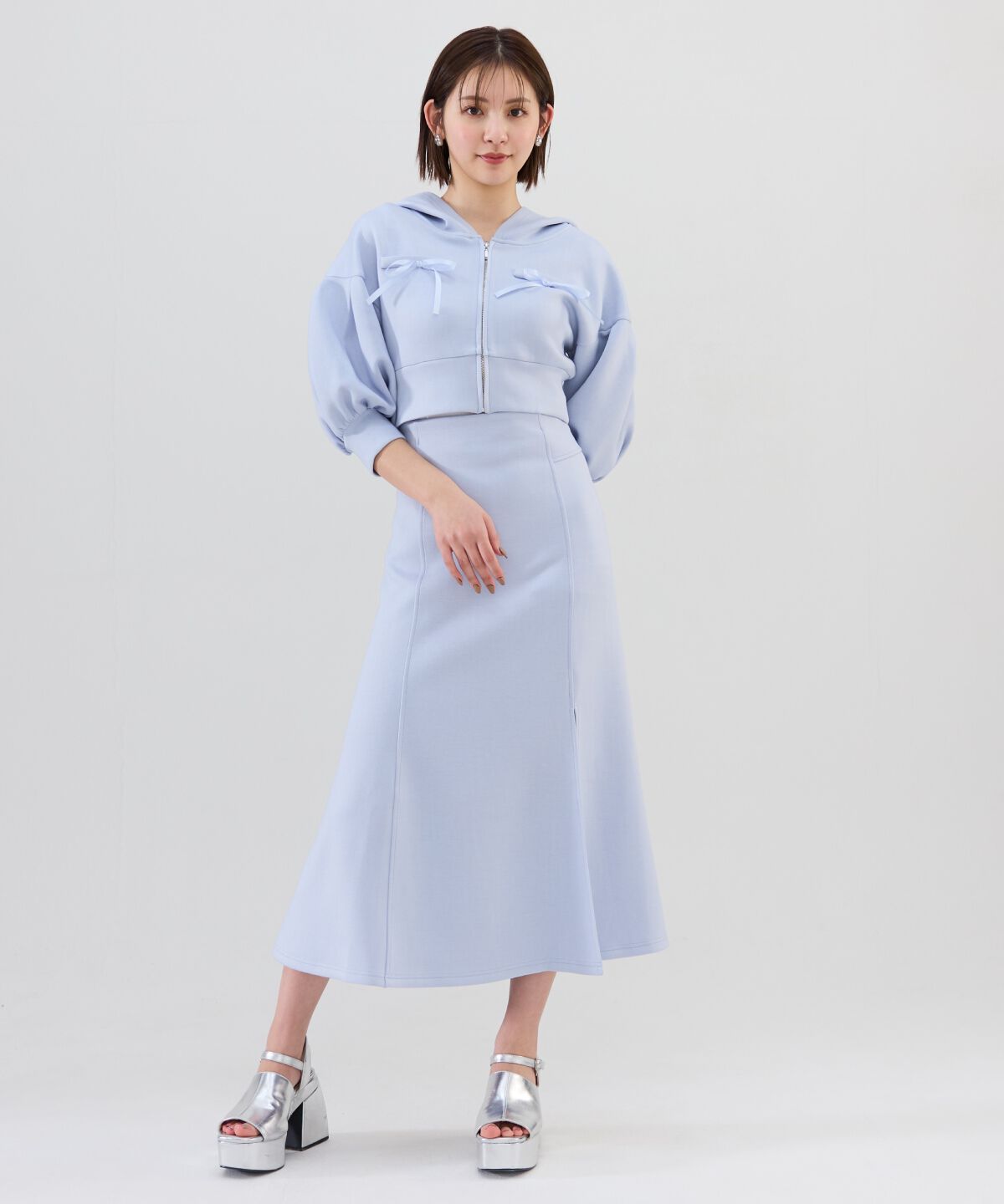 REDYAZEL「ダンボールリボンハーフスリーブショートフーディー」|パーカー|