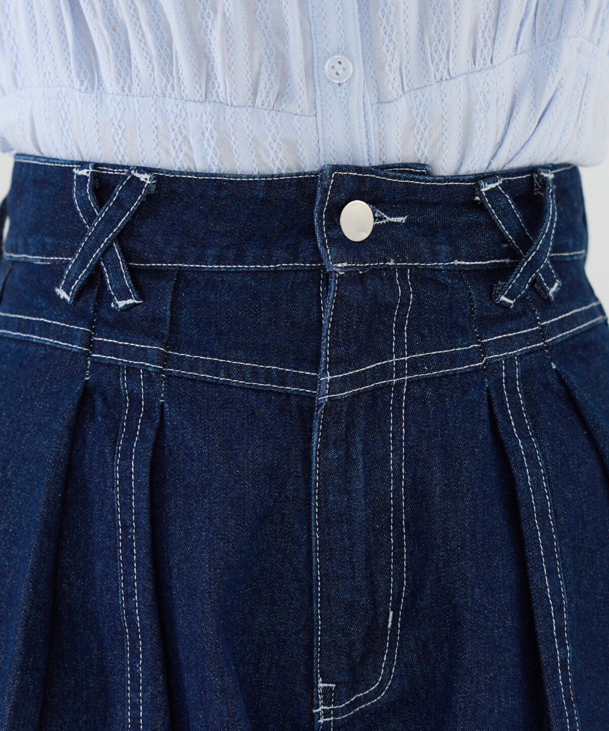 REDYAZEL「ロゴ刺繍タックデニムパンツ」|デニム|