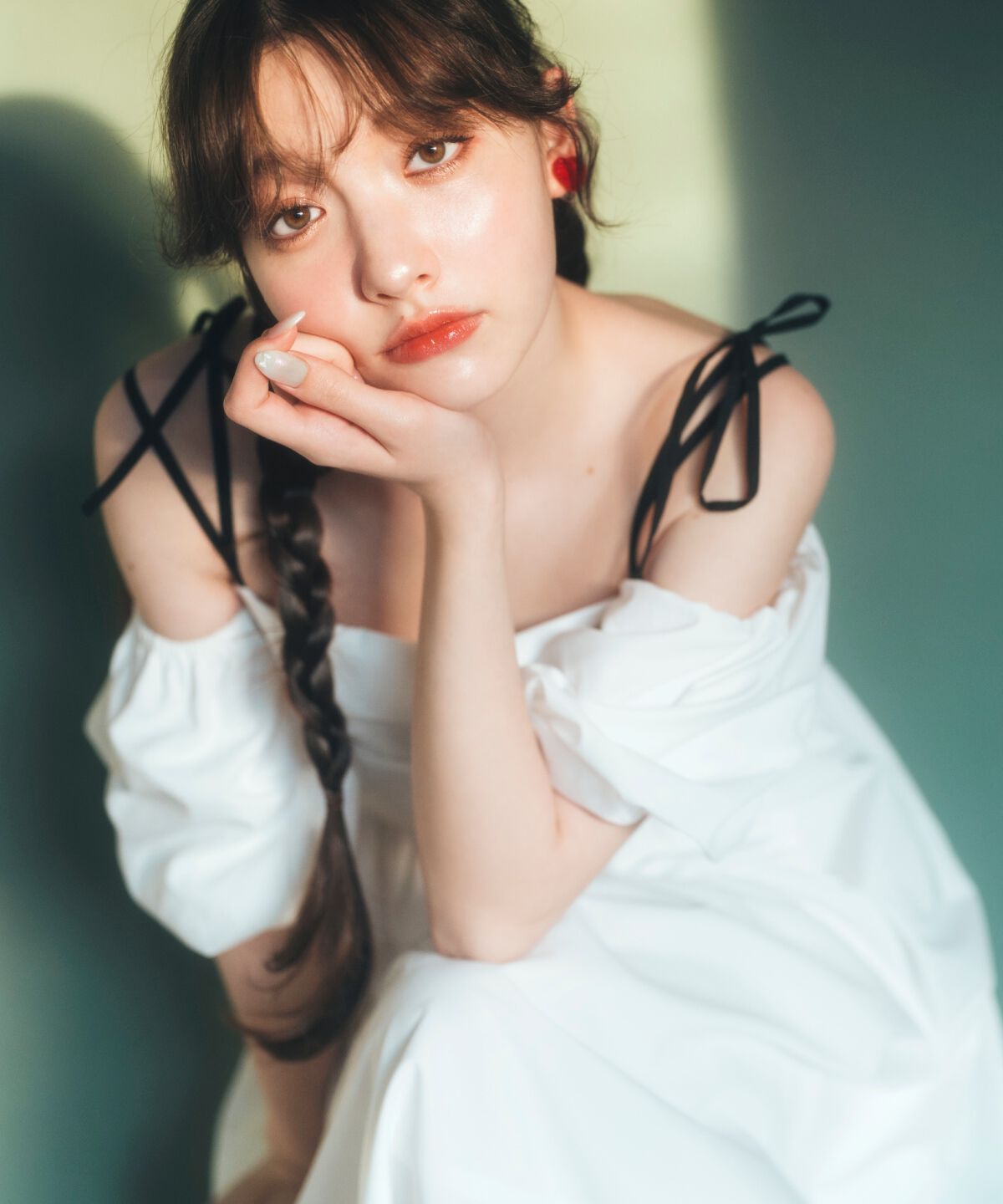 REDYAZEL「リボンショルダーオフショルロングワンピース」|ワンピース|