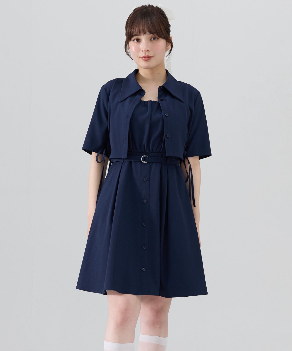REDYAZEL「半袖シャツ＆キャミワンピースセット」|ワンピース|ネイビー