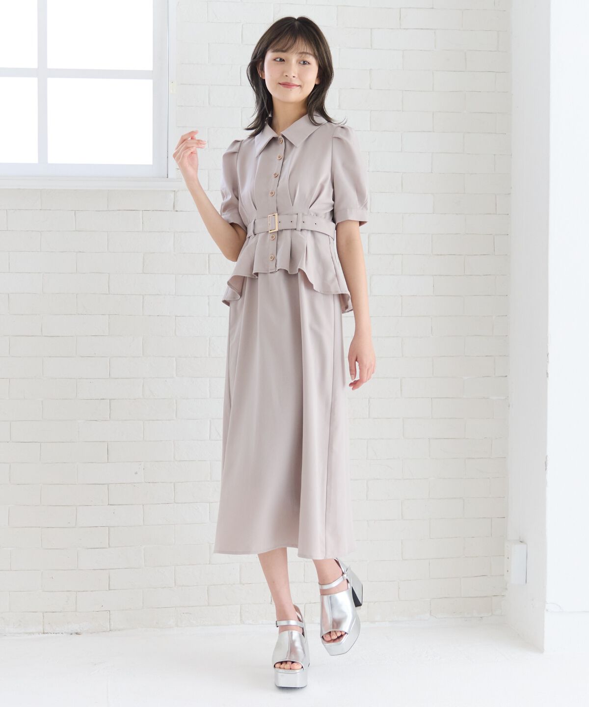 REDYAZEL「ペプラムシャツワンピース」|ワンピース|