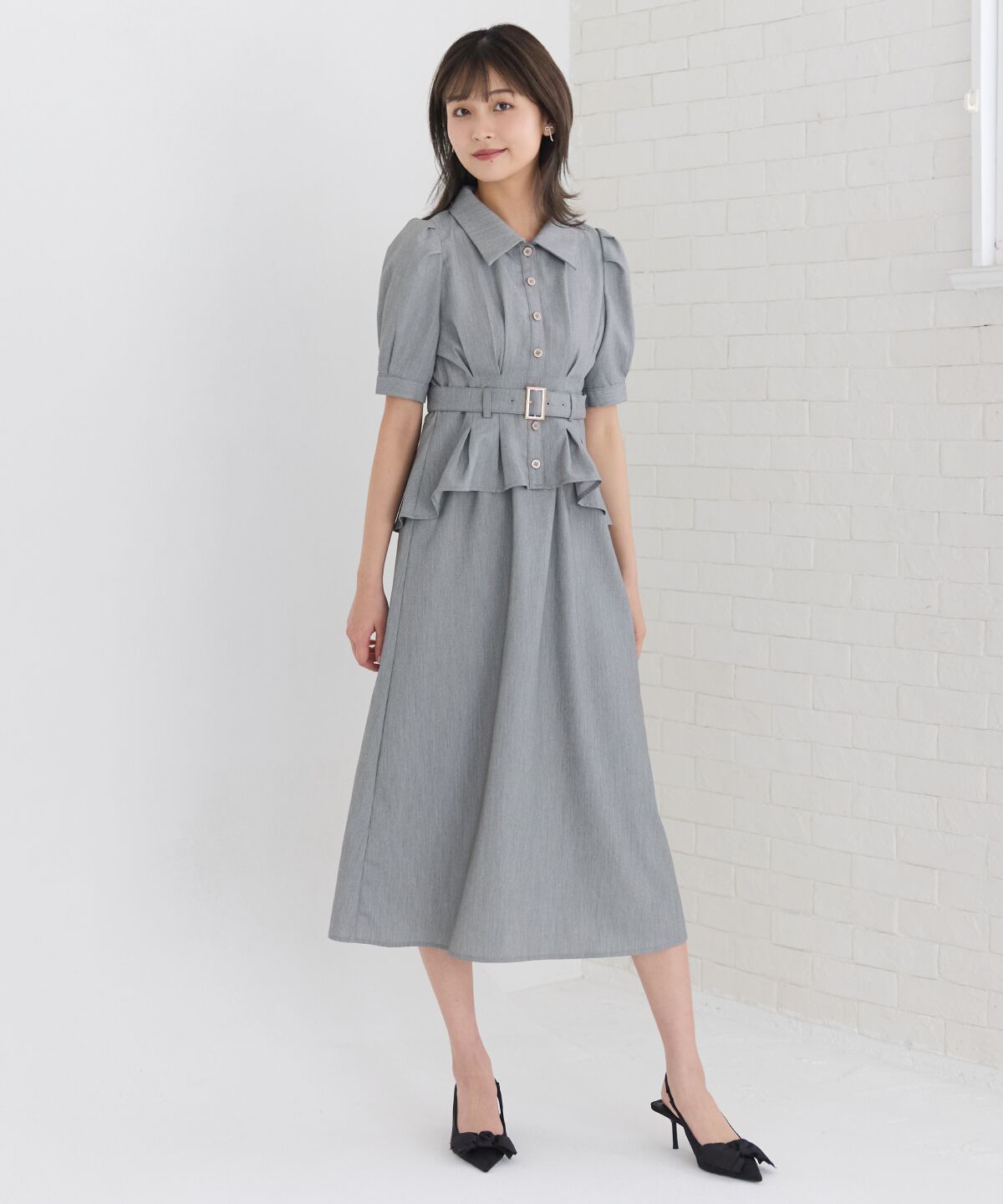 REDYAZEL「ペプラムシャツワンピース」|ワンピース|