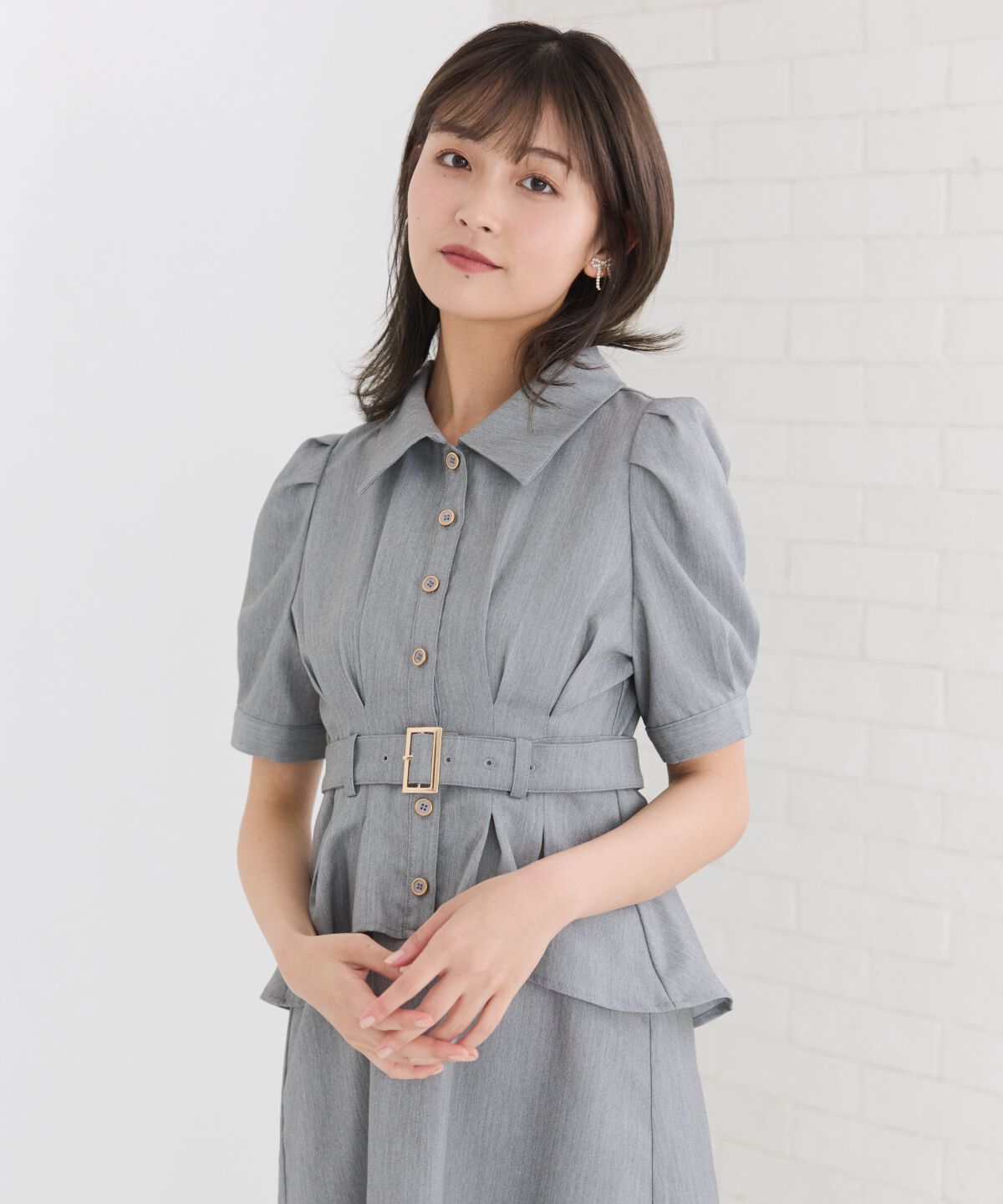 REDYAZEL「ペプラムシャツワンピース」|ワンピース|