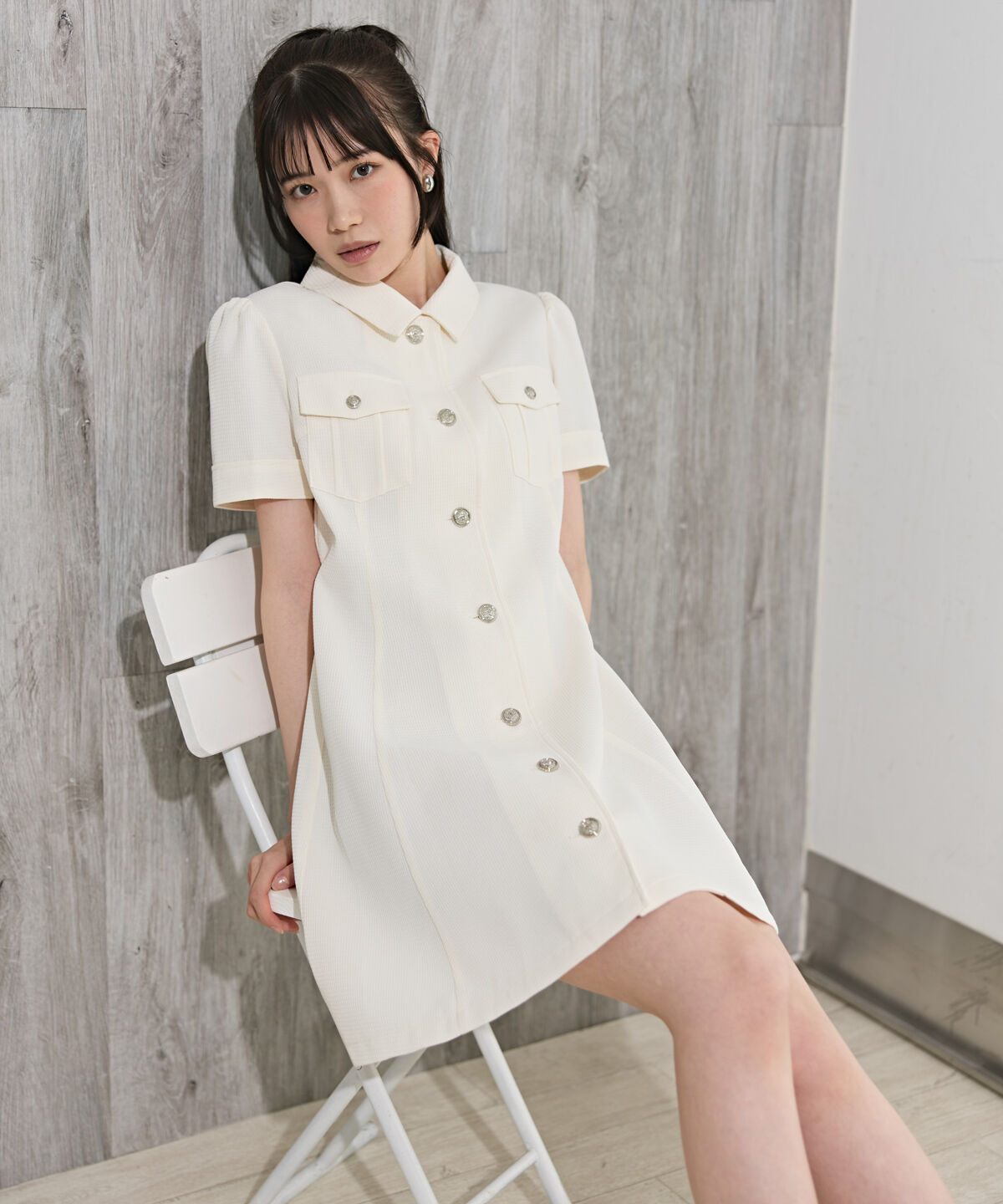 REDYAZEL「エンブレムボタンワッフルシャツワンピース」|ワンピース|ﾗｲﾄﾍﾞｰｼﾞｭ
