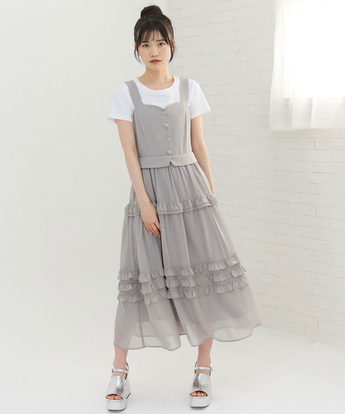 REDYAZEL「ビスチェ&times;メニーフリルティアードワンピース」|ワンピース|