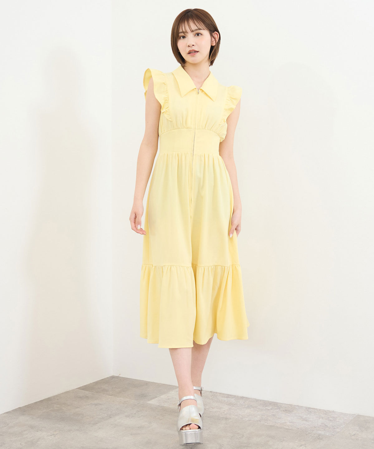 REDYAZEL「フロントZIPティアードワンピース」|ワンピース|