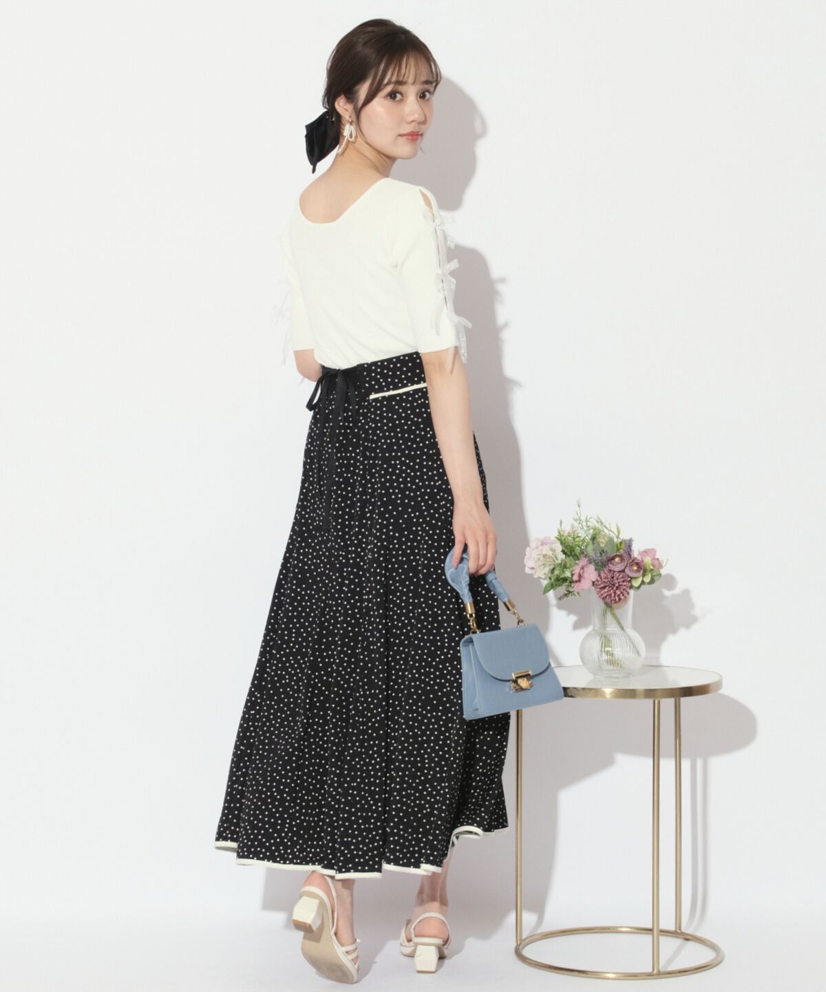 WILLSELECTION「バックスピンドルドットフレアスカート」|フレア|