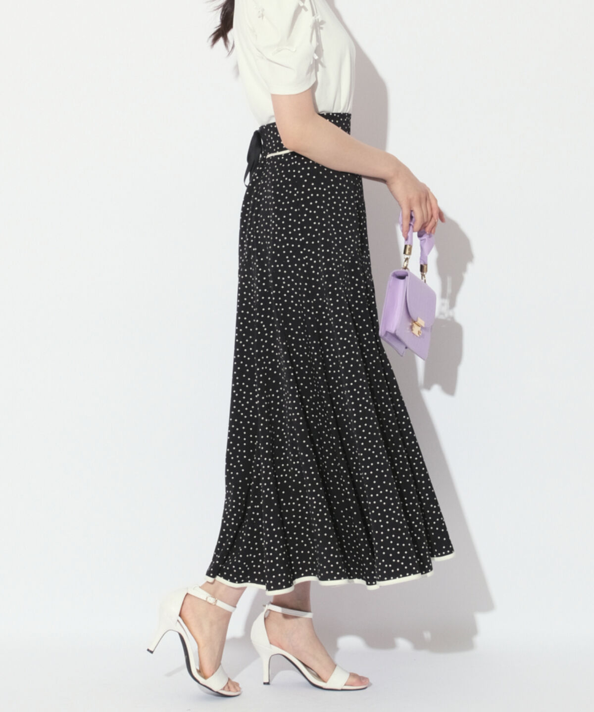 WILLSELECTION「バックスピンドルドットフレアスカート」|フレア|