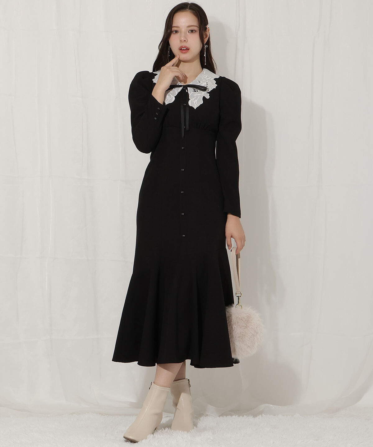 WILLSELECTION「レースカラーマーメイドワンピース」|ワンピース|