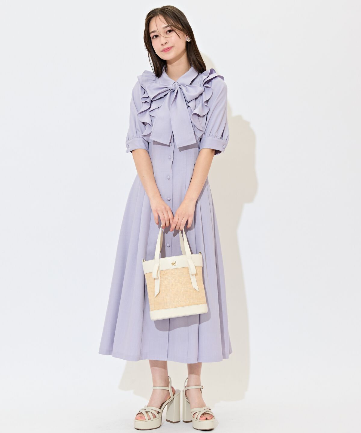 WILLSELECTION「ラッフルリボンタイシャツワンピース」|ワンピース|パープル