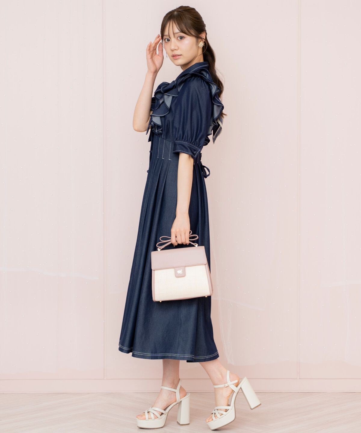 WILLSELECTION「ラッフルリボンタイシャツワンピース」|ワンピース|