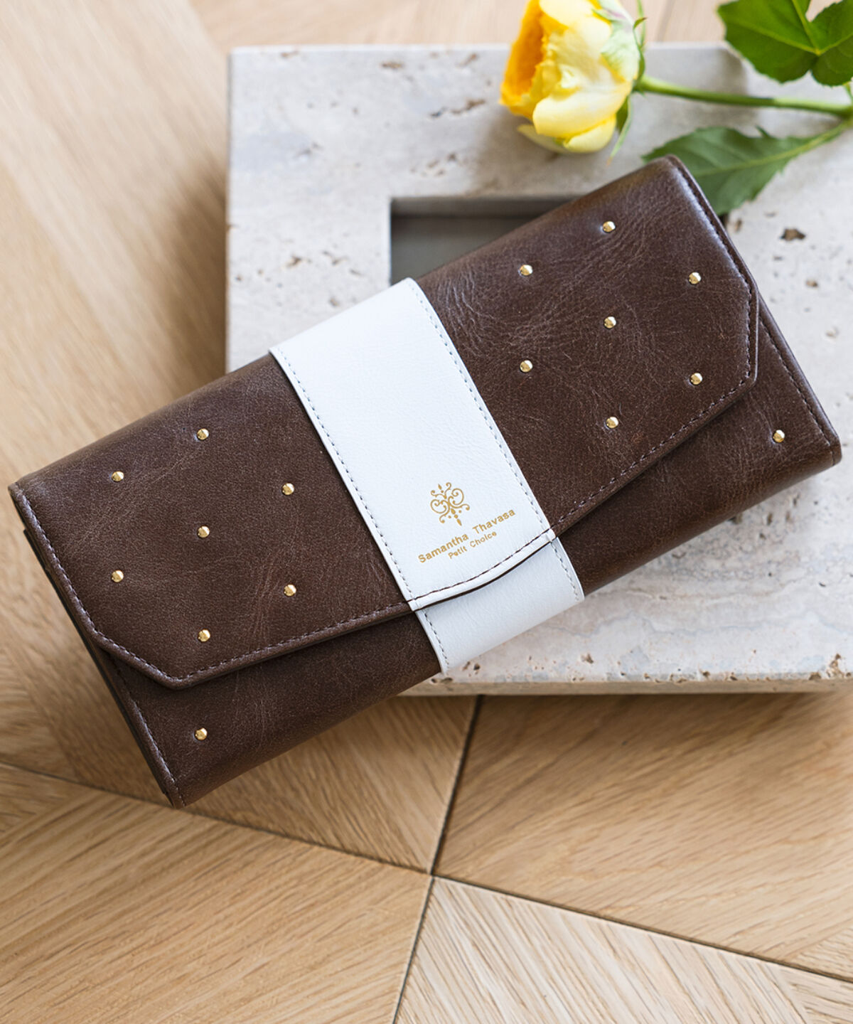 Samantha Thavasa Petit Choice「バイカラープルアップレザー 長財布」|財布|ブラウン