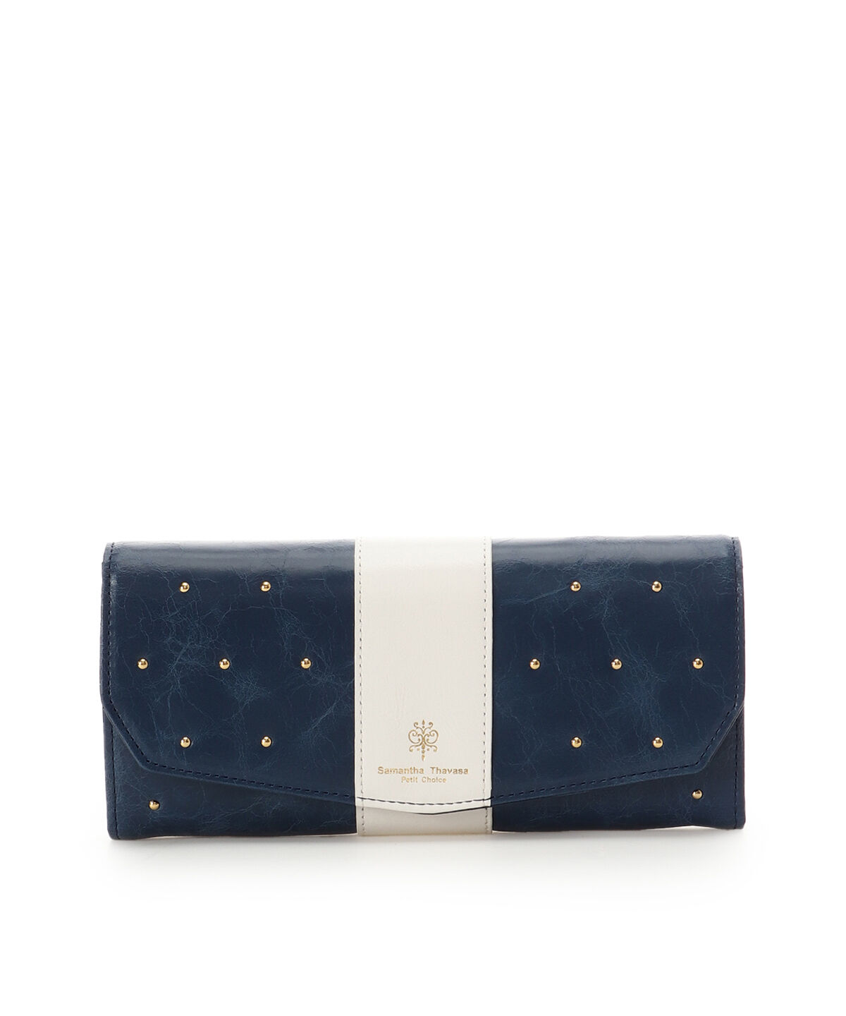 Samantha Thavasa Petit Choice「バイカラープルアップレザー 長財布」|財布|ネイビー