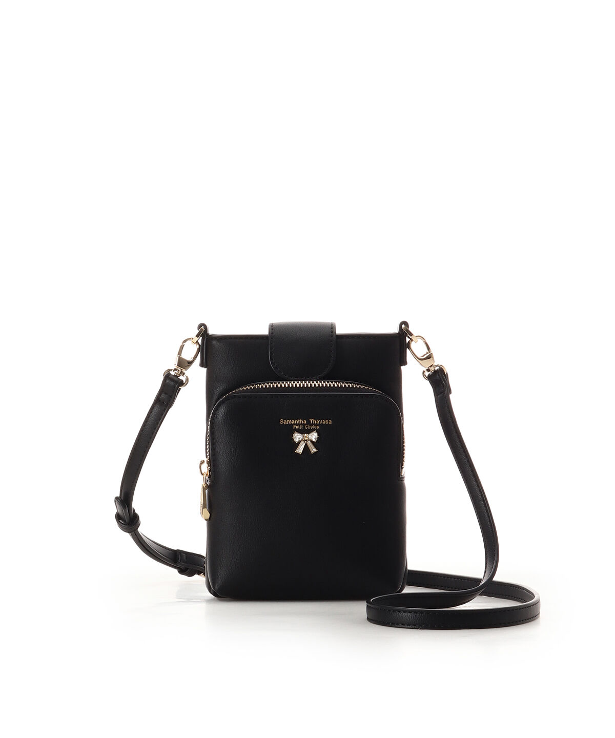 Samantha Thavasa Petit Choice「リボンモチーフ スマホショルダー」|ショルダー・メッセンジャー|ブラック