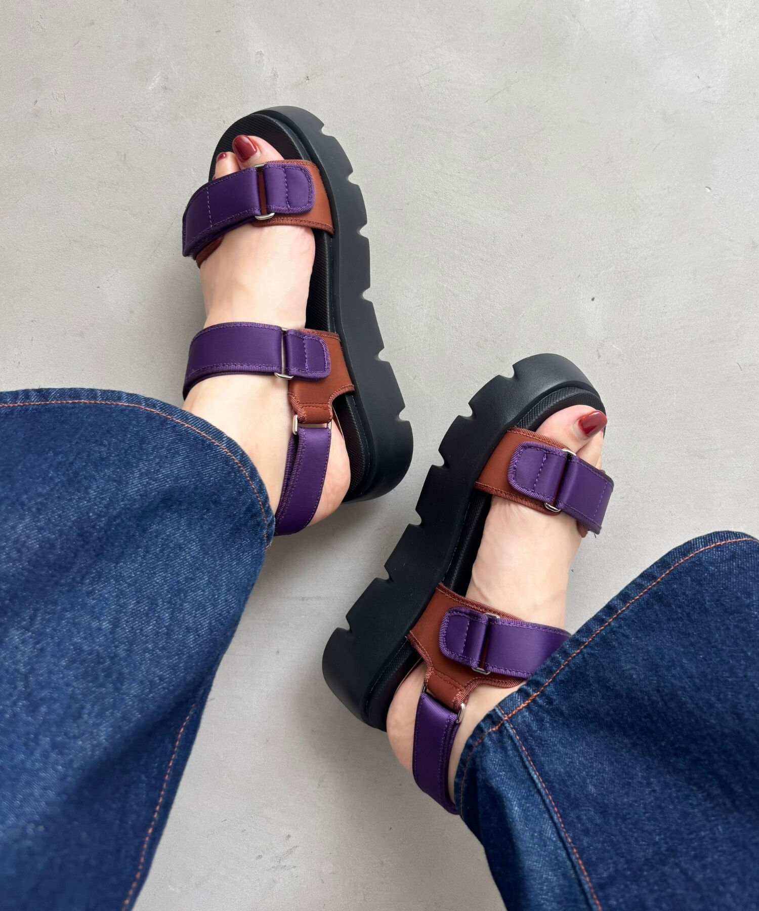 ORiental TRaffic「【アウトレット価格】厚底ナイロンベルトスポーツサンダル/OT3212 サンダル 厚底 スポサン 人気」|サンダル|PURPLE