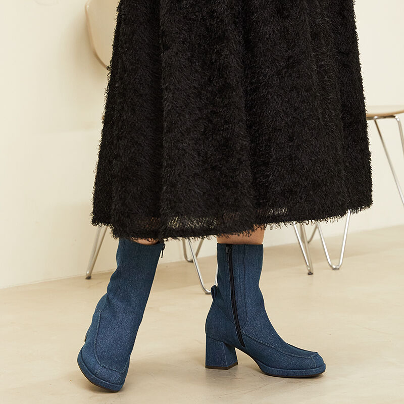 ORiental TRaffic「プラットフォームモカヒールブーツ/31436」|ショートブーツ|