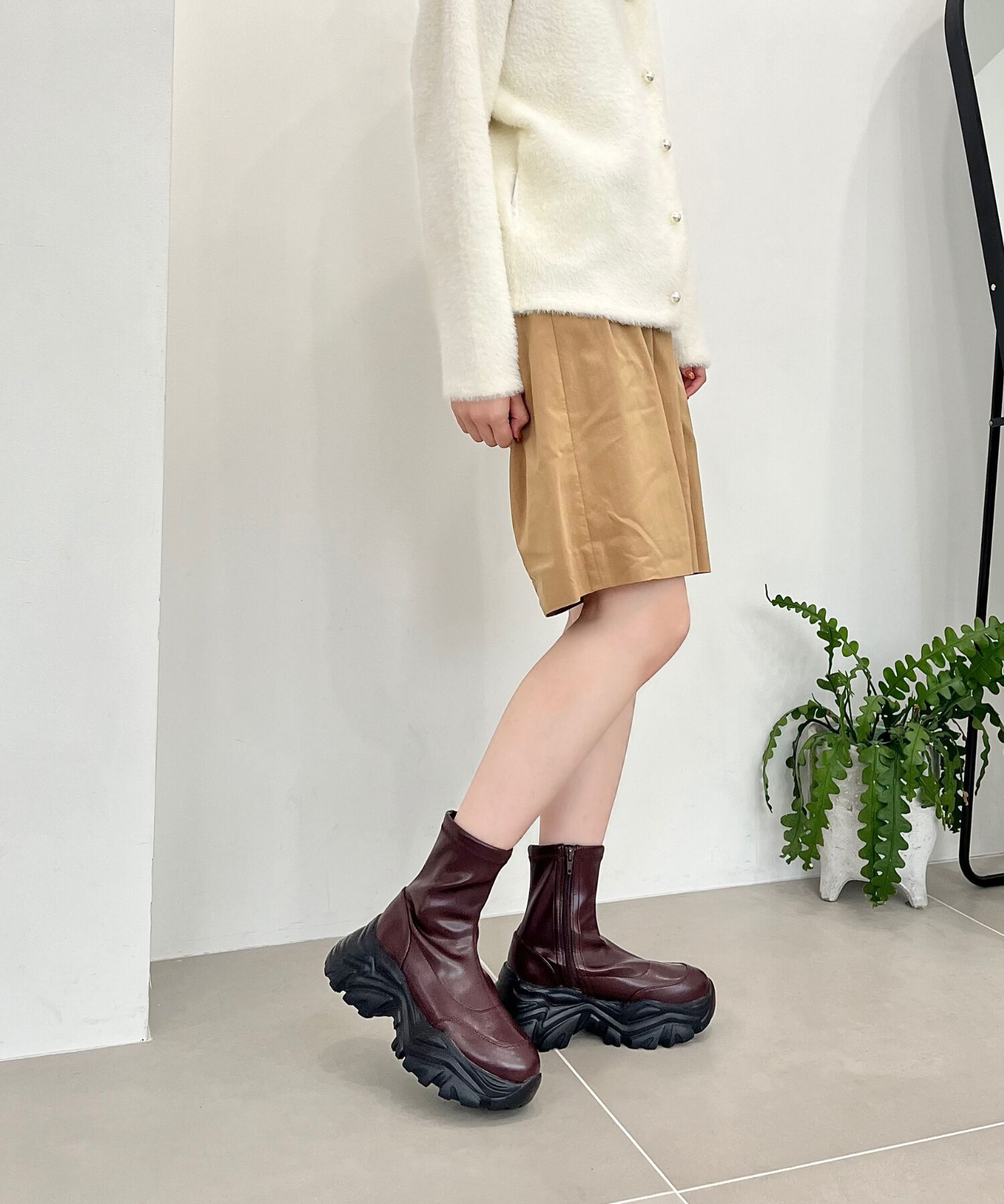 ORiental TRaffic「【 軽量 ・ 厚底 】 スニーカーソール ショートブーツ /41412 ストレッチ 美脚」|スニーカー|