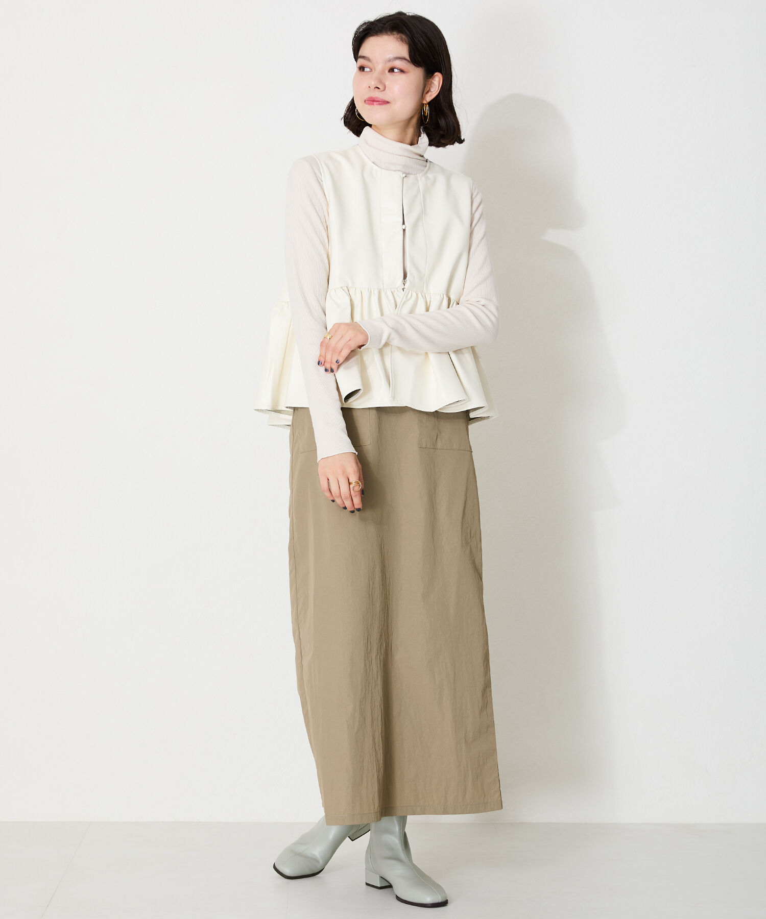 WA Oriental TRaffic「●2024秋冬新作●バックジップスクエアトゥストレッチブーツ/42403」|ショートブーツ|