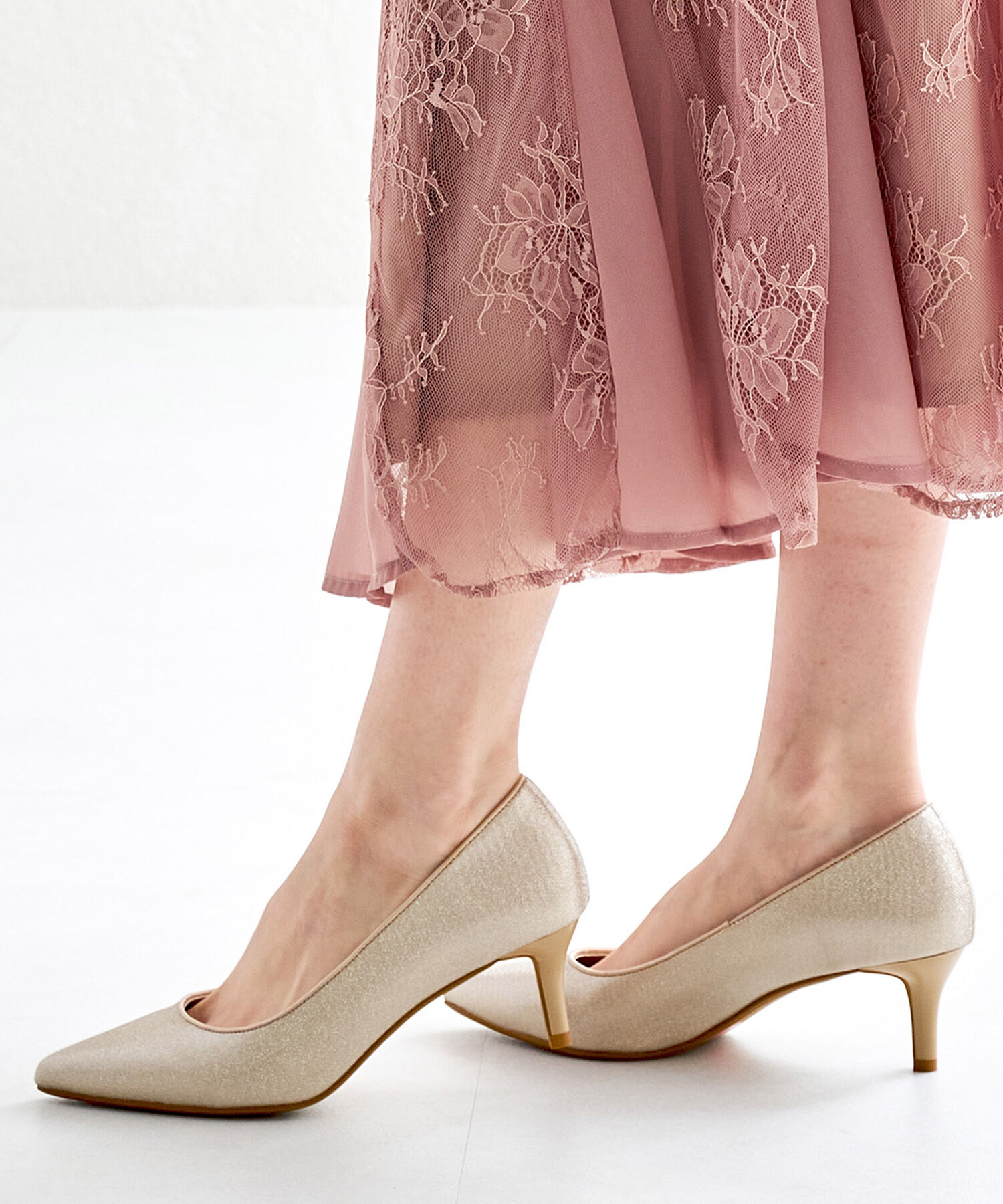 ORiental TRaffic「【オケージョン】 ポインテッドトゥ ラメ ヒール パンプス /MOR112 結婚式 パーティー 二次会」|パンプス|