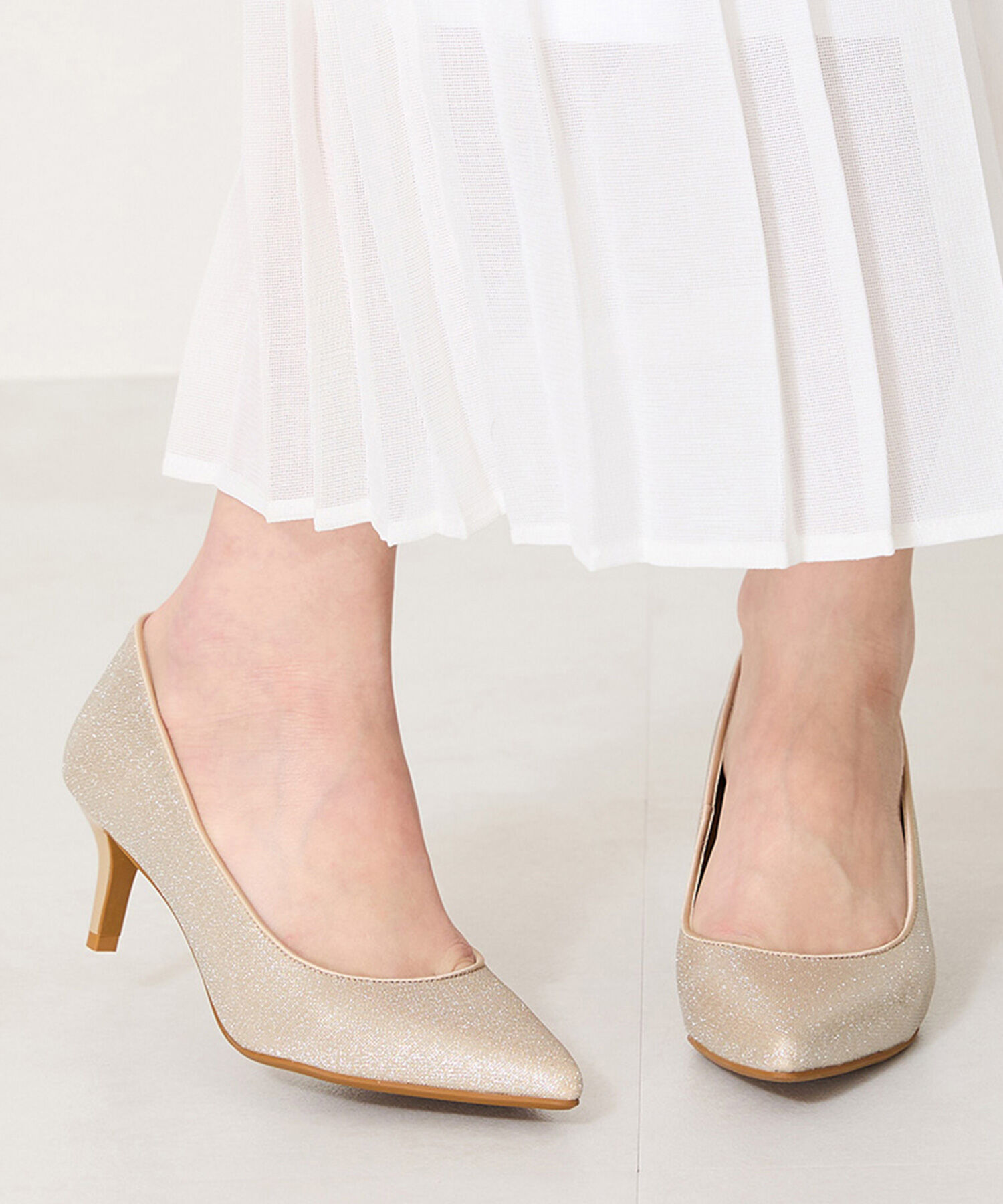 ORiental TRaffic「【オケージョン】 ポインテッドトゥ ラメ ヒール パンプス /MOR112 結婚式 パーティー 二次会」|パンプス|