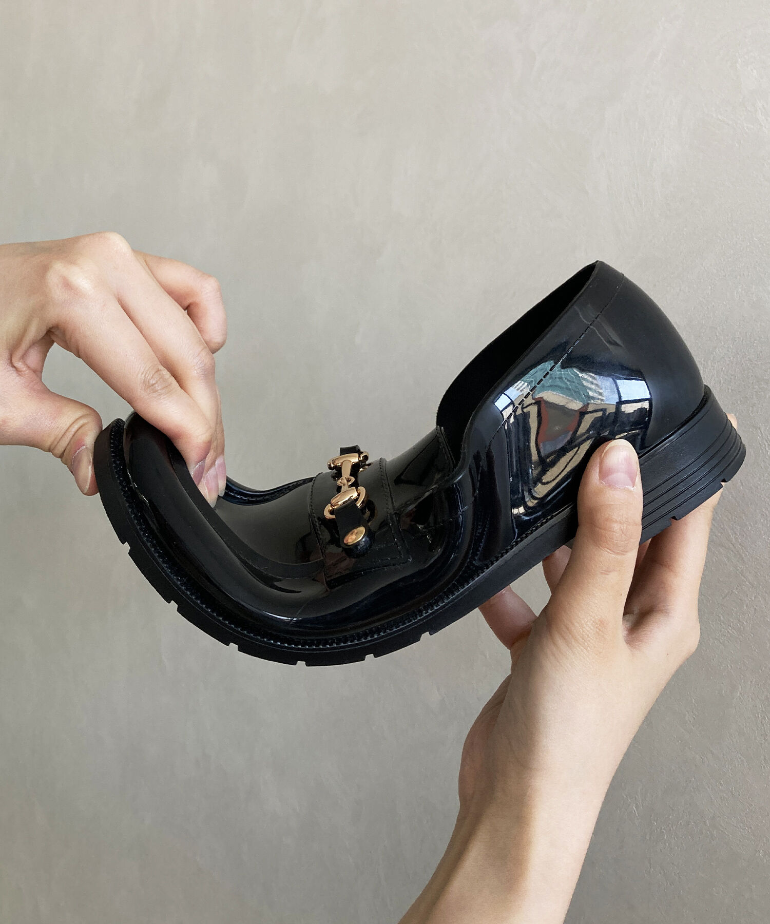 ORiental TRaffic「【防水】ビットモチーフ PVC レイン ローファー /R-1021 柔らかい 通勤 ゆったり」|パンプス|