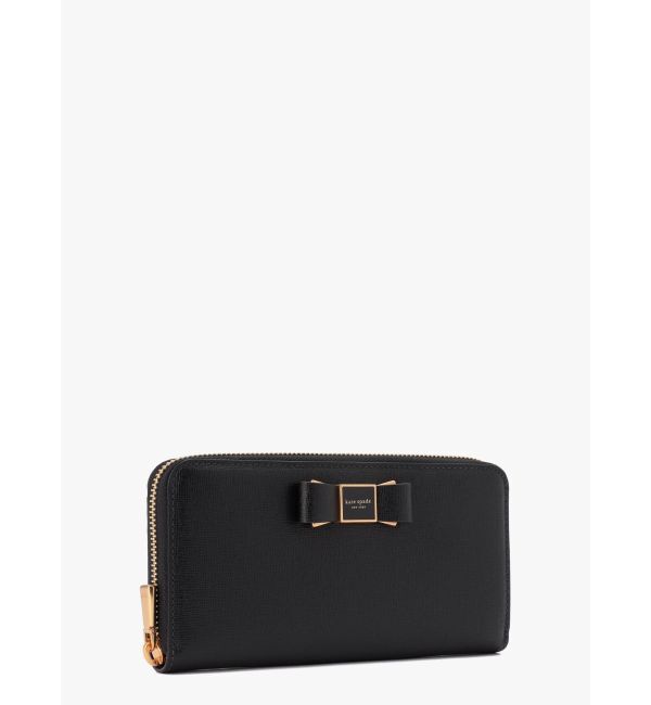 kate spade new york「モーガン ボウ エンベリッシュ ジップアラウンド コンチネンタル ウォレット」|財布|BLACK