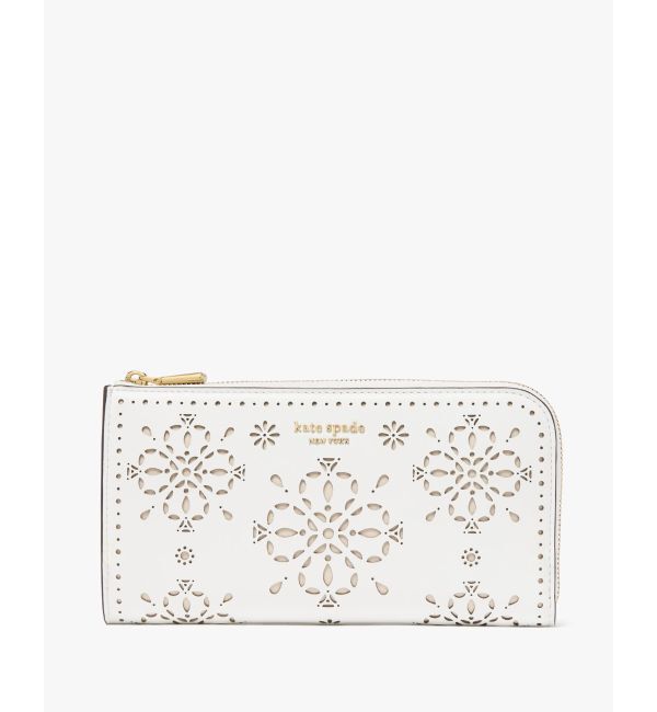 kate spade new york「デヴィン スペード フラワー パーフォレーテッド ジップ アラウンド コンチネンタル ウォレット」|財布|WHITE
