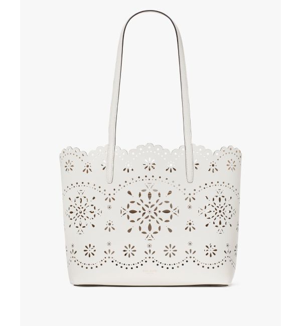 kate spade new york「ドゥー イット オール スペード フラワー パーフォレーテッド ラージ トート」|トートバッグ|WHITE