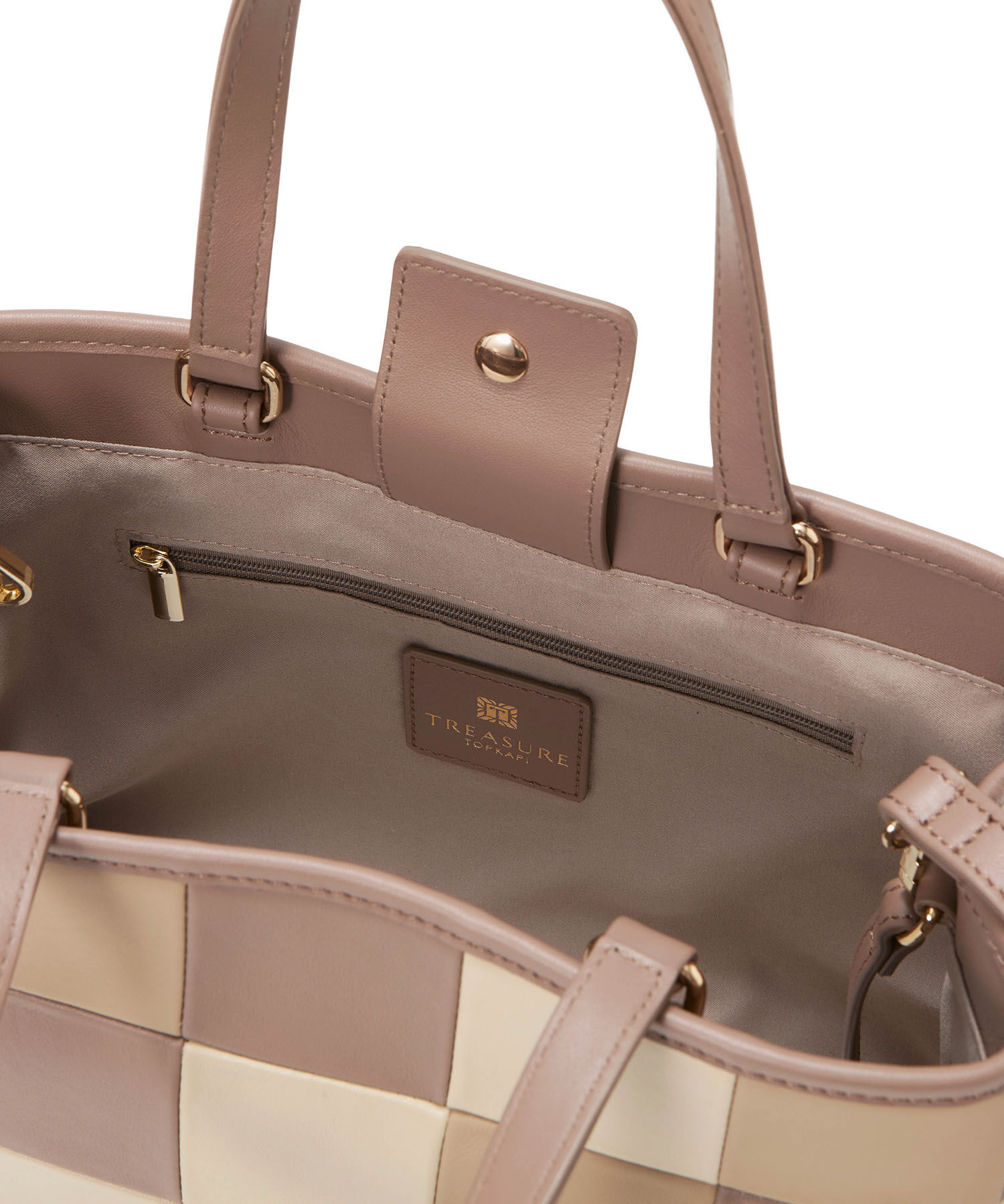 TOPKAPI TREASURE「【TREASURE TOPKAPI】スムースレザー パッチワーク ショルダー付 トートバッグ」|トートバッグ|