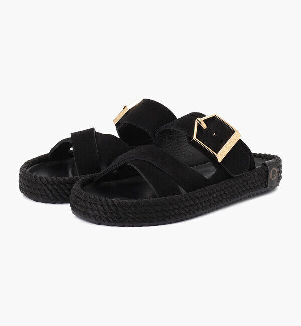 BOHONOMAD「【BOHONOMAD】セビリア/ブラック ベロアレザー/サンダル メンズ レディース/ボホノマド」|サンダル|ブラック