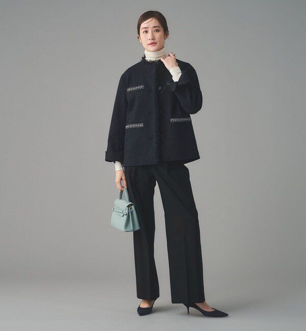 UNITED ARROWS「2トーン ツイードライク ノーカラー ジャケット」|ノーカラージャケット|