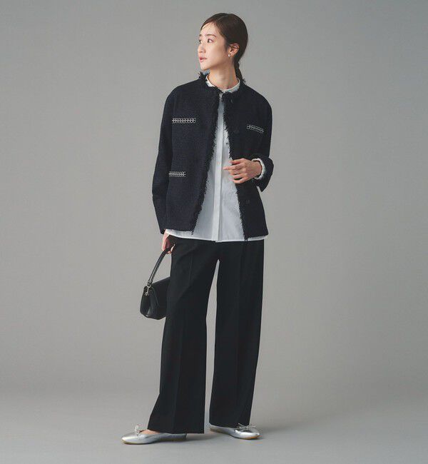 UNITED ARROWS「2トーン ツイードライク ノーカラー ジャケット」|ノーカラージャケット|