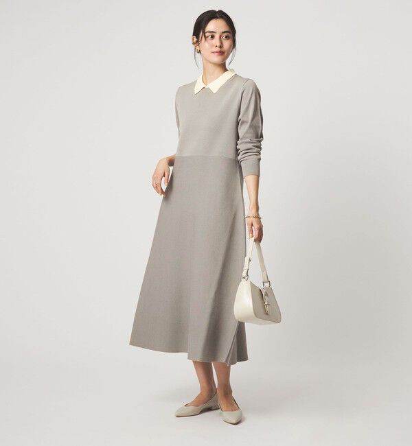 UNITED ARROWS green label relaxing「ハイショク エリツキ ニット ワンピース」|ワンピース|MD.GRAY