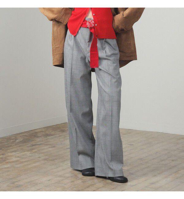 Ray BEAMS 「1タック ワイド パンツ」|チノ|GLEN PLAID