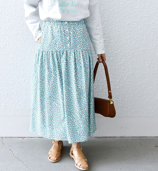 SHIPS any「SHIPS any:〈洗濯機可能〉SPRINTEX プチ フラワー ギャザー スカート」|スカート|ライトブルー