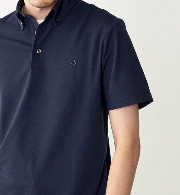 SHIPS「【WEB限定】SHIPS: 吸水速乾・UVケア Drymix（R）ワンポイントロゴ ボタンダウン ポロシャツ」|ポロシャツ|ネイビー