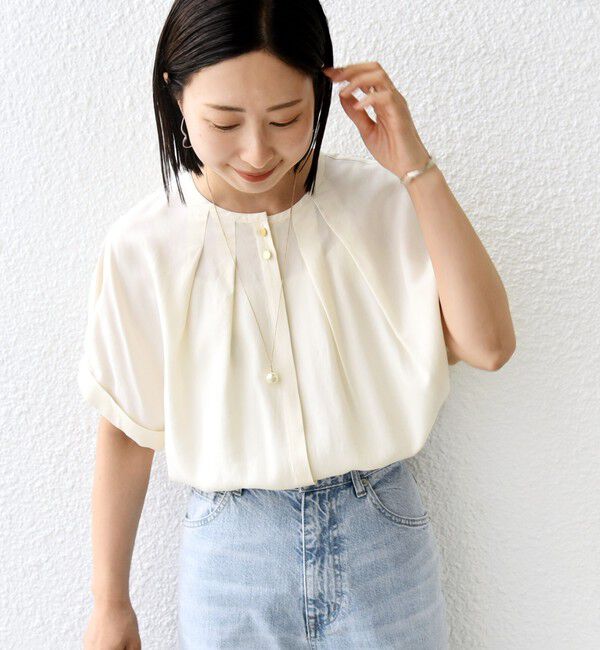 SHIPS for women「【WEB限定】〈洗濯機可能〉麻混 フロント タック ドルマン ブラウス」|シャツ・ブラウス|