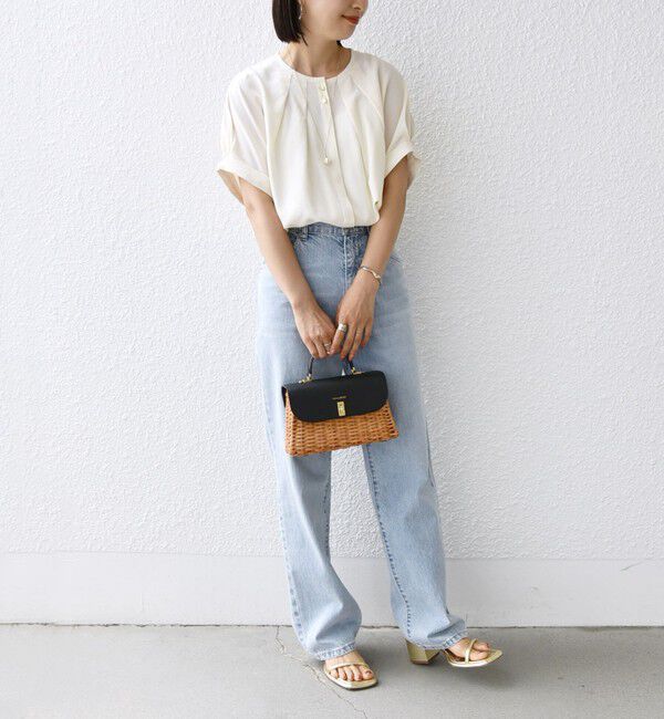 SHIPS for women「【WEB限定】〈洗濯機可能〉麻混 フロント タック ドルマン ブラウス」|シャツ・ブラウス|