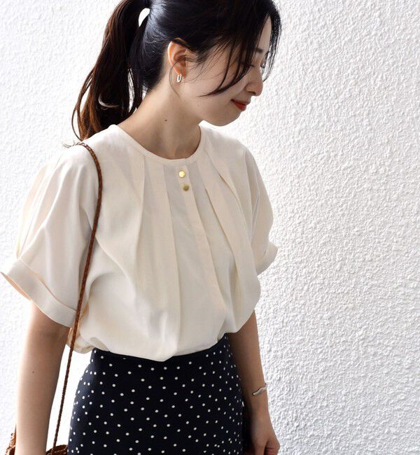 SHIPS for women「【WEB限定】〈洗濯機可能〉麻混 フロント タック ドルマン ブラウス」|シャツ・ブラウス|