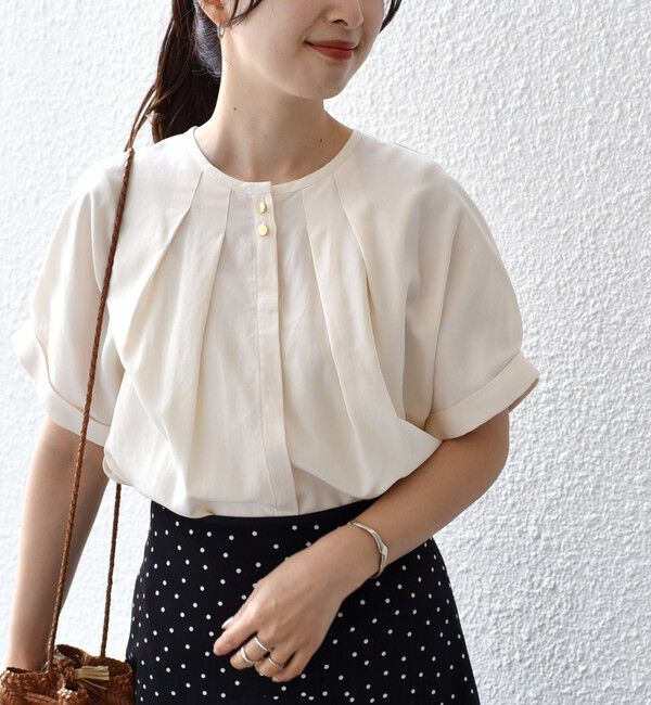 SHIPS for women「【WEB限定】〈洗濯機可能〉麻混 フロント タック ドルマン ブラウス」|シャツ・ブラウス|