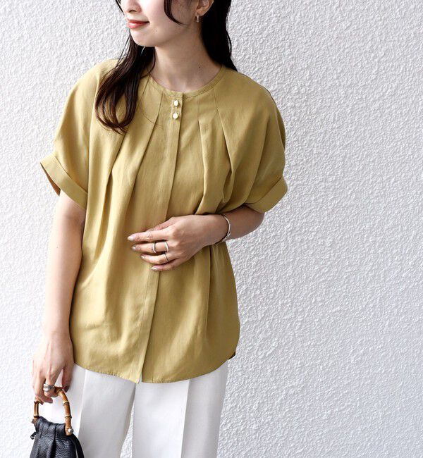 SHIPS for women「【WEB限定】〈洗濯機可能〉麻混 フロント タック ドルマン ブラウス」|シャツ・ブラウス|