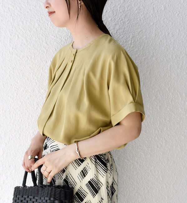 SHIPS for women「【WEB限定】〈洗濯機可能〉麻混 フロント タック ドルマン ブラウス」|シャツ・ブラウス|