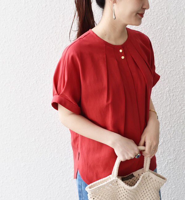 SHIPS for women「【WEB限定】〈洗濯機可能〉麻混 フロント タック ドルマン ブラウス」|シャツ・ブラウス|