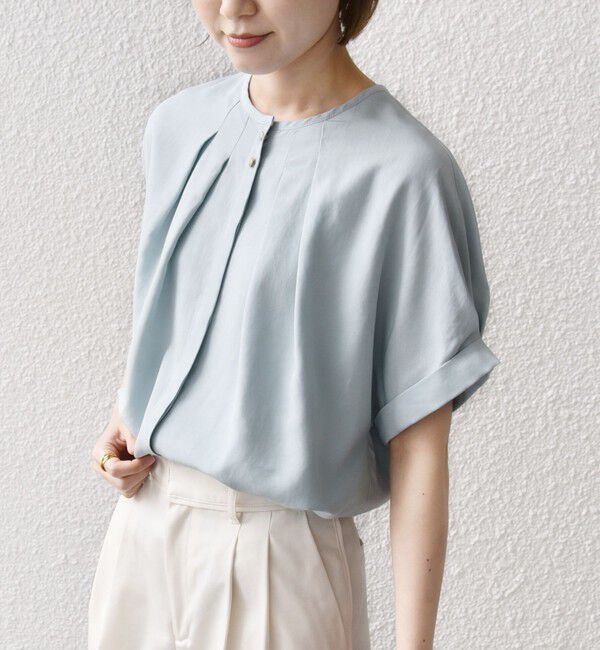 SHIPS for women「【WEB限定】〈洗濯機可能〉麻混 フロント タック ドルマン ブラウス」|シャツ・ブラウス|