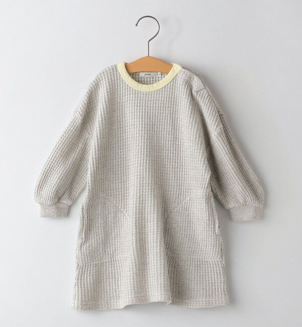SHIPS KIDS「SHIPS KIDS:80～90cm / ポコポコ ワッフル ワンピース」|ワンピース|グレー