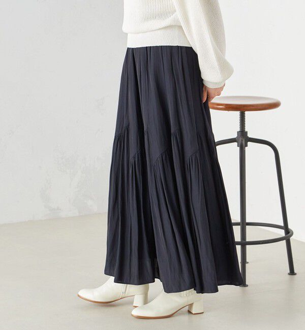 SHIPS for women「〈手洗い可能〉割繊 バイアス 切替 フレア スカート 24SS ◇」|スカート|